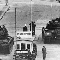 Checkpoint Charlie, Berlin, West Germany, during the Cold War